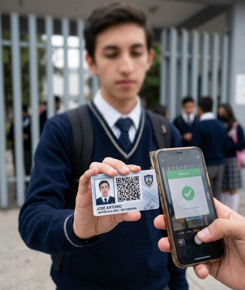 Alumno mostrando credencial QR